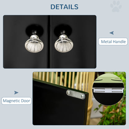 Large Elevated Dog Bowls with Storage Cabinet Containing Large 44L Capacity, Raised Dog Bowl Stand Pet Food Bowl Pet Feeding Station, Black