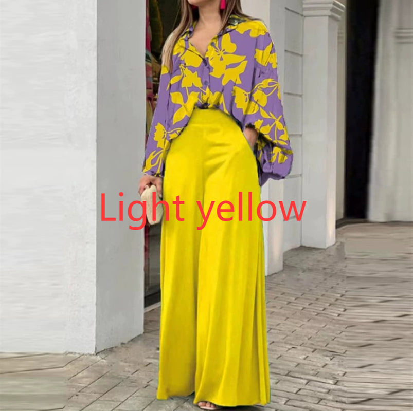Fashionable Printed Wide-leg Pants
