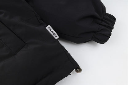 Printed Stand Collar Cotton-padded Coat Men