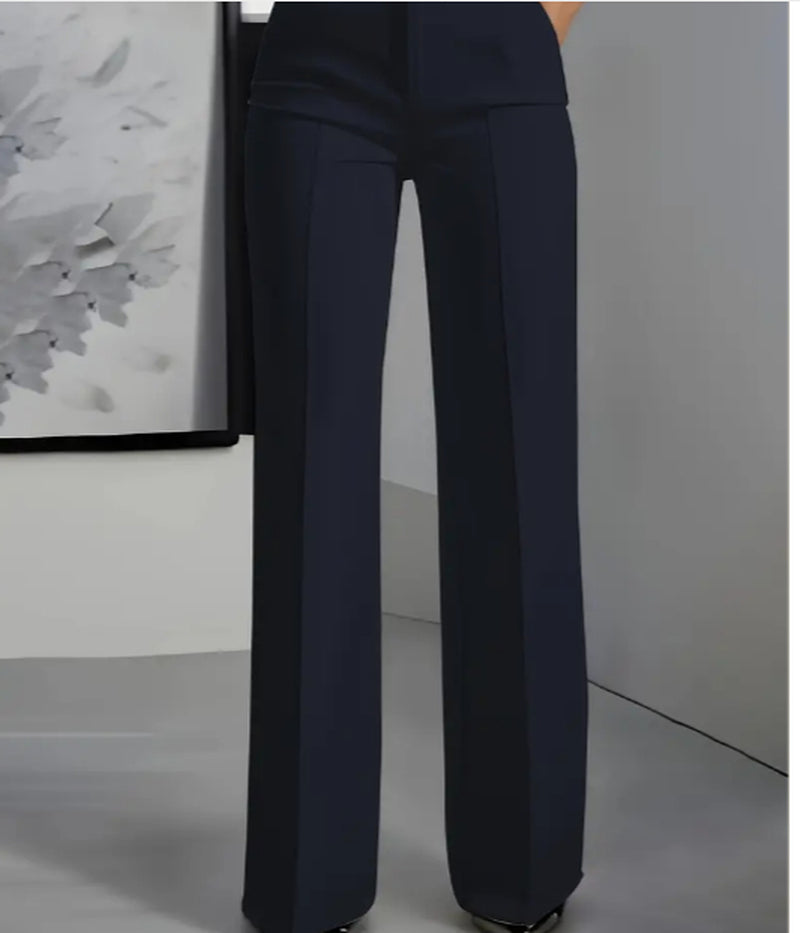 Women's White Minimalist Pants Made Of Polyester