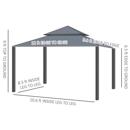 10' x 12' Double Roof Patio Gazebo Canopy, Outdoor Gazebo Shelter with Netting & Curtains, for Garden, Lawn and Deck