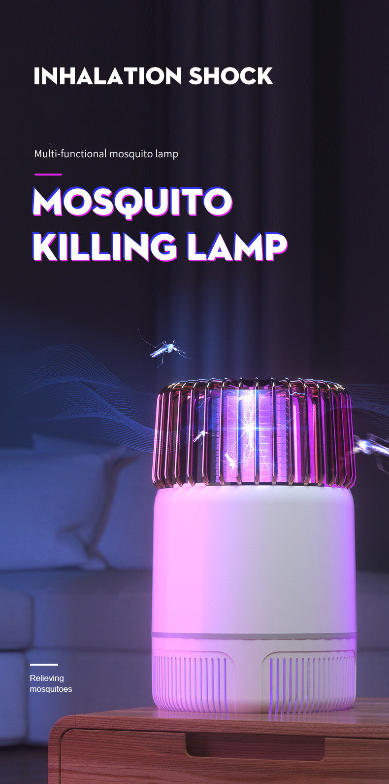 Electric Mosquito Killer Lamp for Home Use - USB Rechargeable Insect Trap