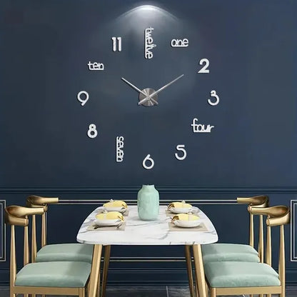 Large Modern Art Deco Wall Clock Silent Acrylic Unique Decorative Wall Clocks For Living Room Bedroom Home Office Hotel Classroom (Black)