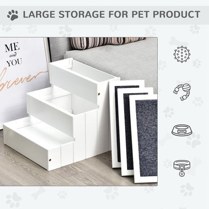 3 Step Carpeted Non Slip Pet Stairs Ramp for Cats and Small Dogs