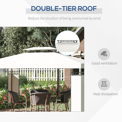 13' x 10' Patio Gazebo Outdoor Canopy Shelter w/ Double Vented Roof, Cream White
