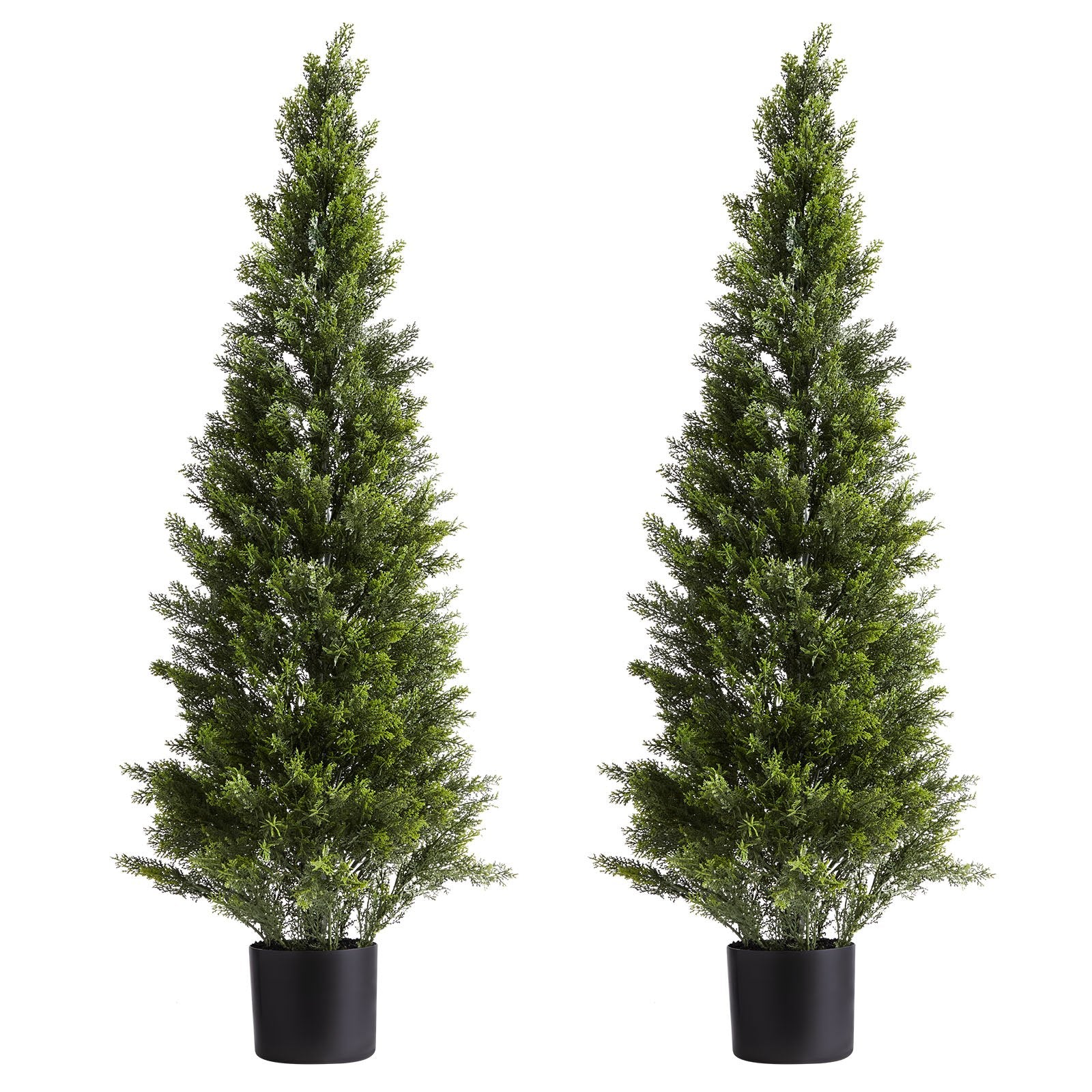 Artificial Topiary Cedar Trees, 48 Inch 2 Set Faux Pine Shrubs Plants, Fake Silk Tree Look Real, Easy Assembly For Decor Front Porch Outdoor Patio Garden Balcony Backyard Indoor Office