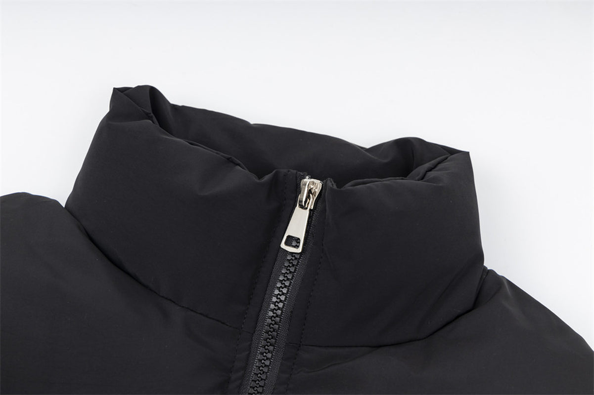 Printed Stand Collar Cotton-padded Coat Men