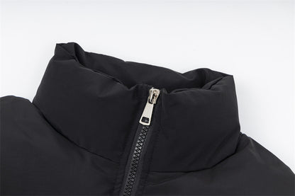 Printed Stand Collar Cotton-padded Coat Men