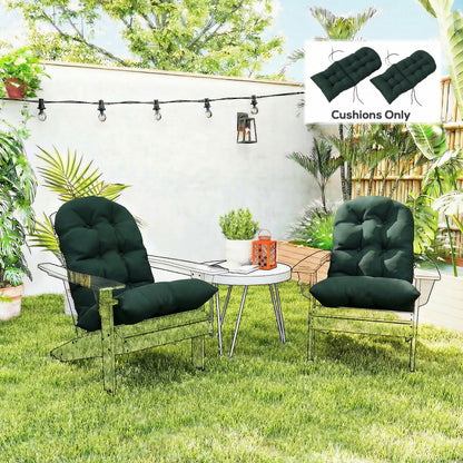 Outdoor Adirondack Chair Cushions Set of 2, Tufted High Back Patio Chair Cushions, Dark Green