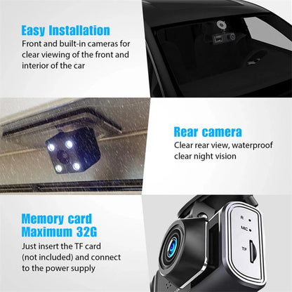 Car Dual Lens Dash Cam HD 1080P Front Rear Inside Video Recorder Camera G-Sensor