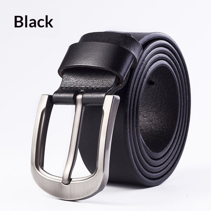 Men's Leather Belt With Pin Buckle, Genuine Leather Men's Waist Belt, Cowhide