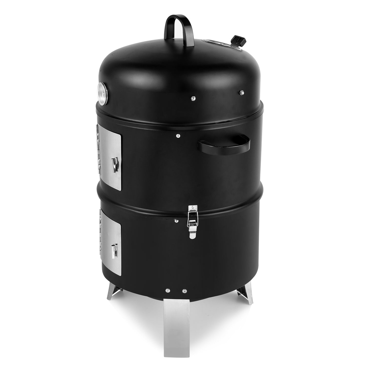 47x41.5x82cm Black, Double-walled, Cylindrical, Smoker, Charcoal Grill