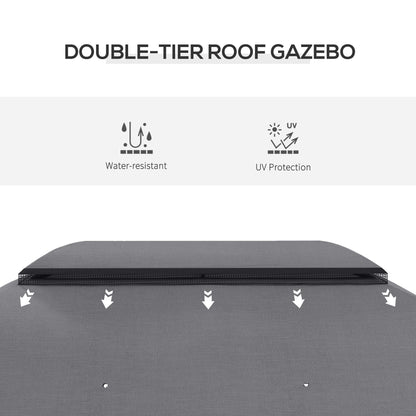 10' x 13' Patio Gazebo, Outdoor Gazebo Canopy Shelter with Netting, Vented Roof for Garden, Dark Gray
