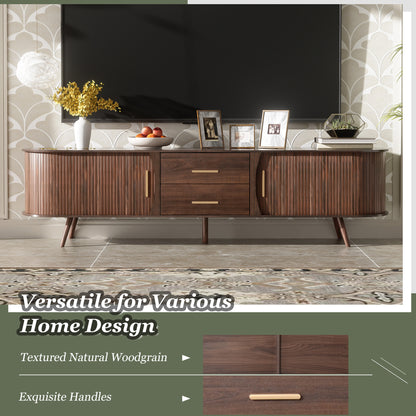 Mid-Century Modern TV Stand For 80  TV, Entertainment Center With Storage For Living Room, Bedroom, Media Console Table With 2 Drawers