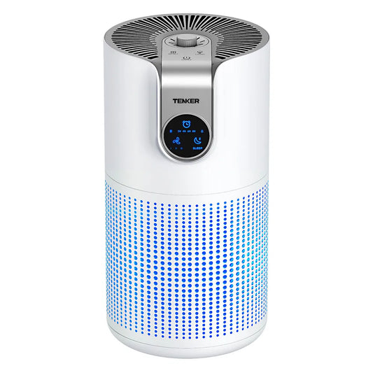 TENKER M03 Air Purifier White For Home Large Room HEPA Air Purifier For Bedroom Pets Kitchen, Air Filter Cleaner For Smoke Pollen Dust Dander Odor