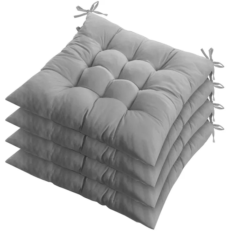 4Pcs Chair Cushion Pads Pillow Soft Tie On Square Sitting Mats For Home Office Car Sitting Travel Standard