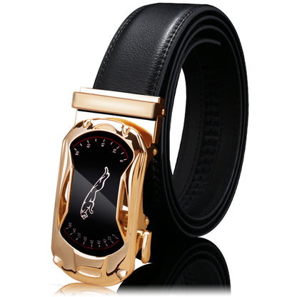 Mens Genuine Leather Belt With Automatic Buckle