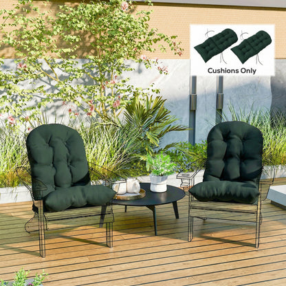 Outdoor Adirondack Chair Cushions Set of 2, Tufted High Back Patio Chair Cushions, Dark Green