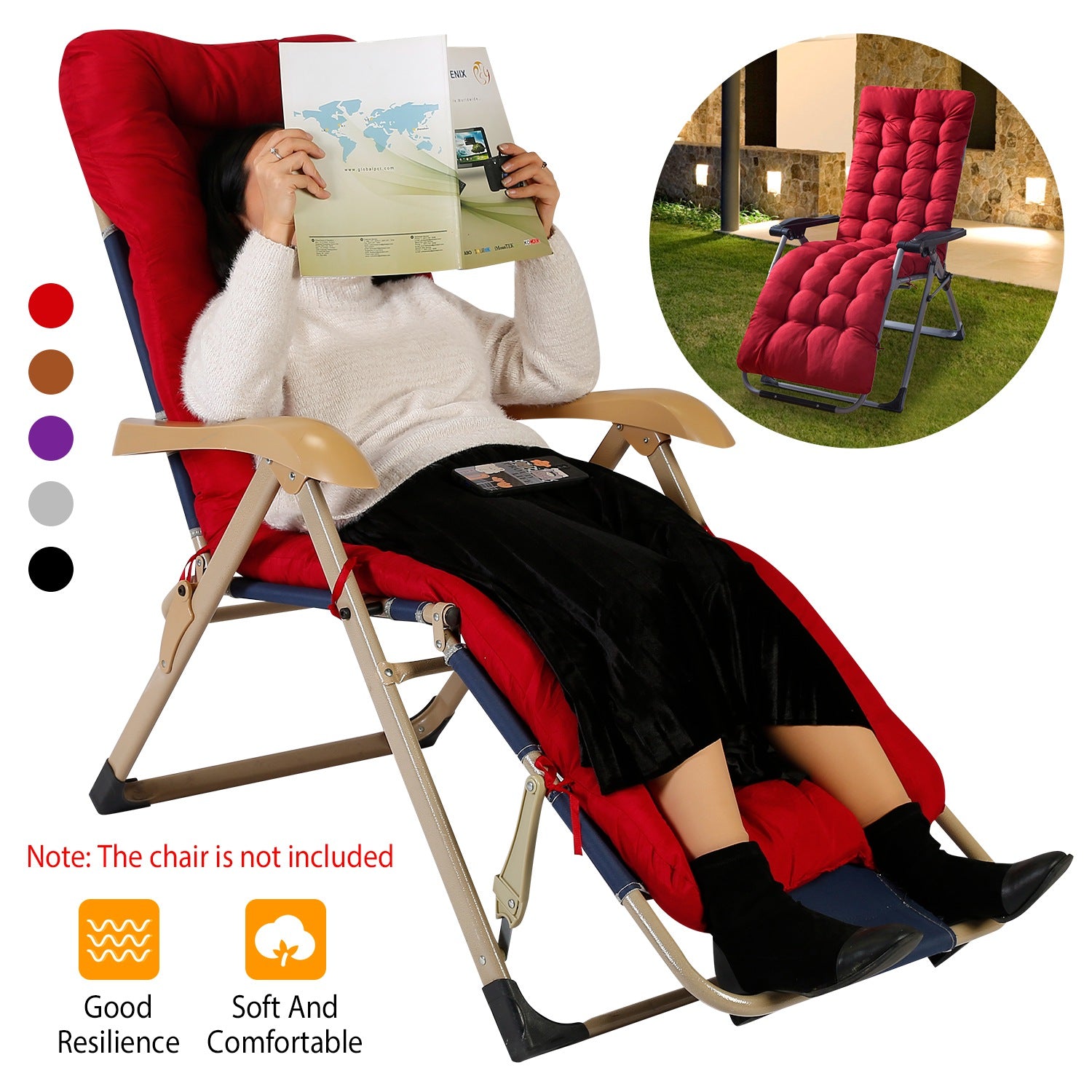 67x22in OR 71x22in Size Options Chaise Lounger Cushion Recliner Rocking Chair Sofa Mat Deck Chair Cushion