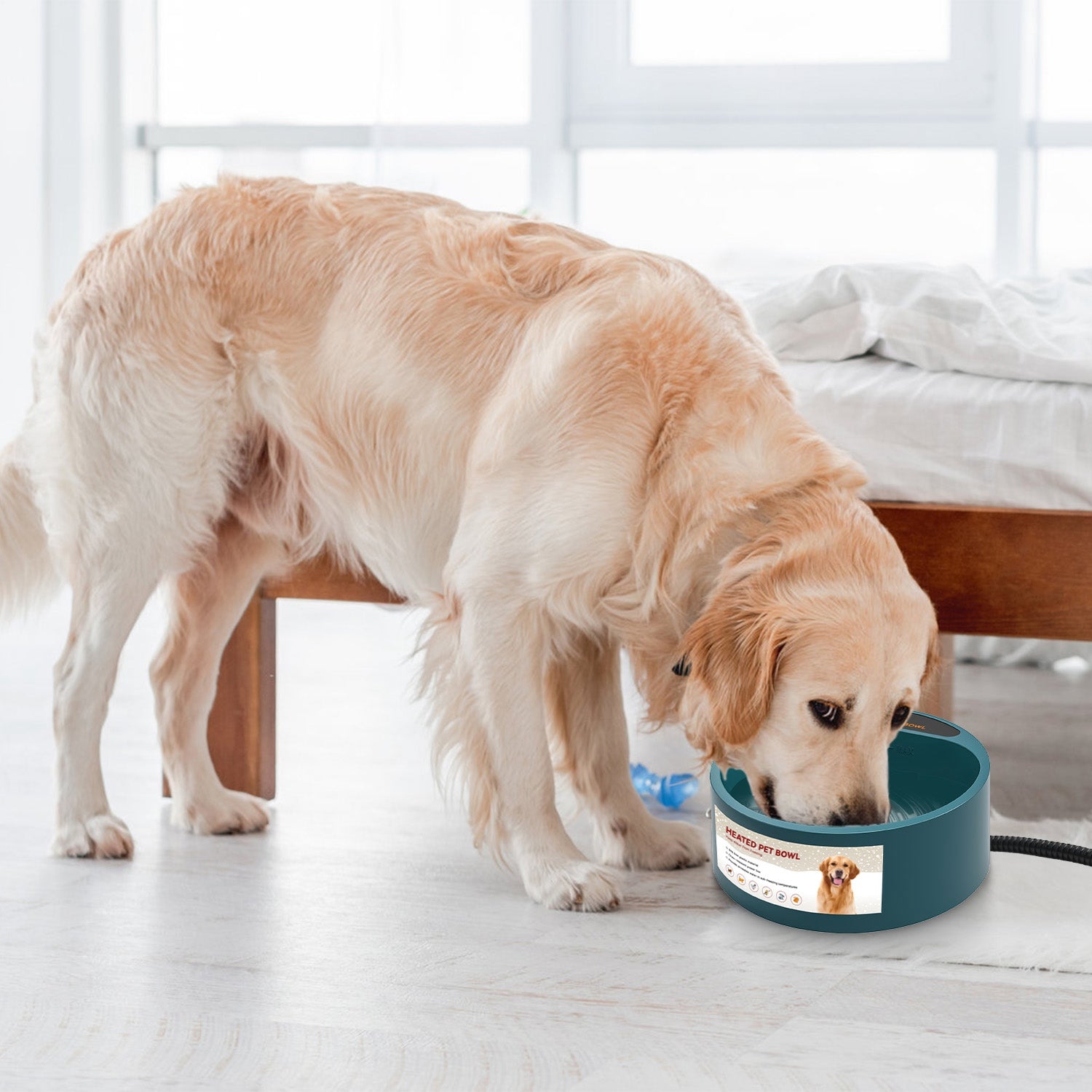 1Pc Heated Water Bowl For Dog Cat 74.4OZ Heating Water Dish IP67 Waterproof Thermal Water Bowl Heated Pet Bowl Dog Cat Water Feeder Bowl For Dog Cat Rabbit Pet