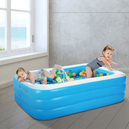1Pc Inflatable Swimming Pools Family Swim Play Center Pool Blow Up Kiddie Pool For Family Inflatable Lounge Pool For Kids 120x72x24in