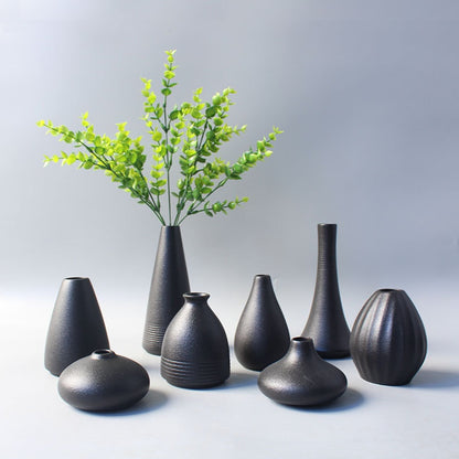 Black Ceramic Vase New Chinese-style Home Decor Piece