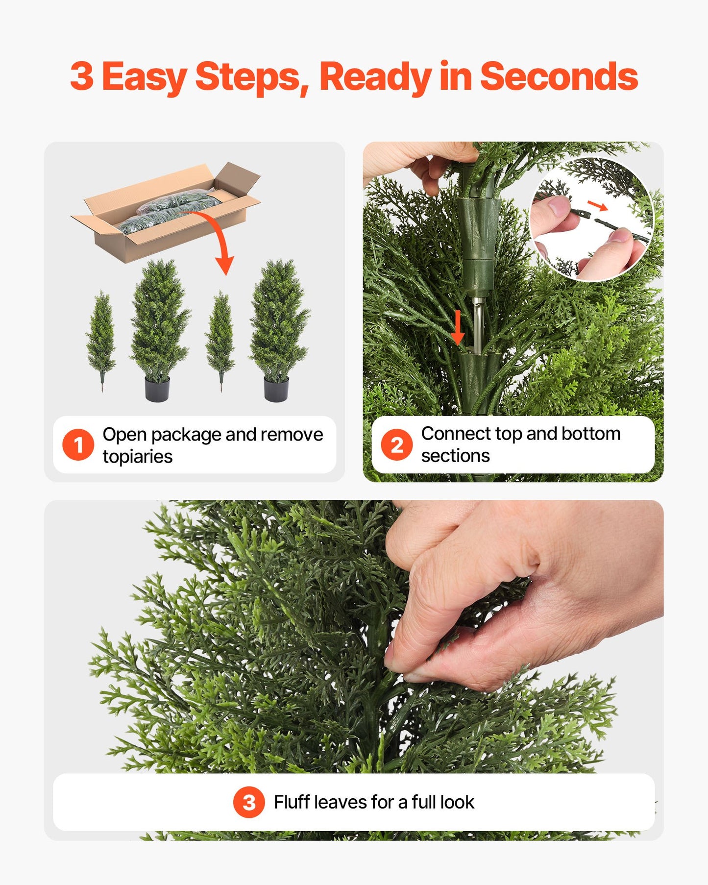 Artificial Topiary Cedar Trees, 48 Inch 2 Set Faux Pine Shrubs Plants, Fake Silk Tree Look Real, Easy Assembly For Decor Front Porch Outdoor Patio Garden Balcony Backyard Indoor Office