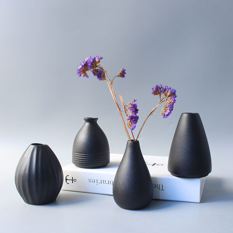 Black Ceramic Vase New Chinese-style Home Decor Piece