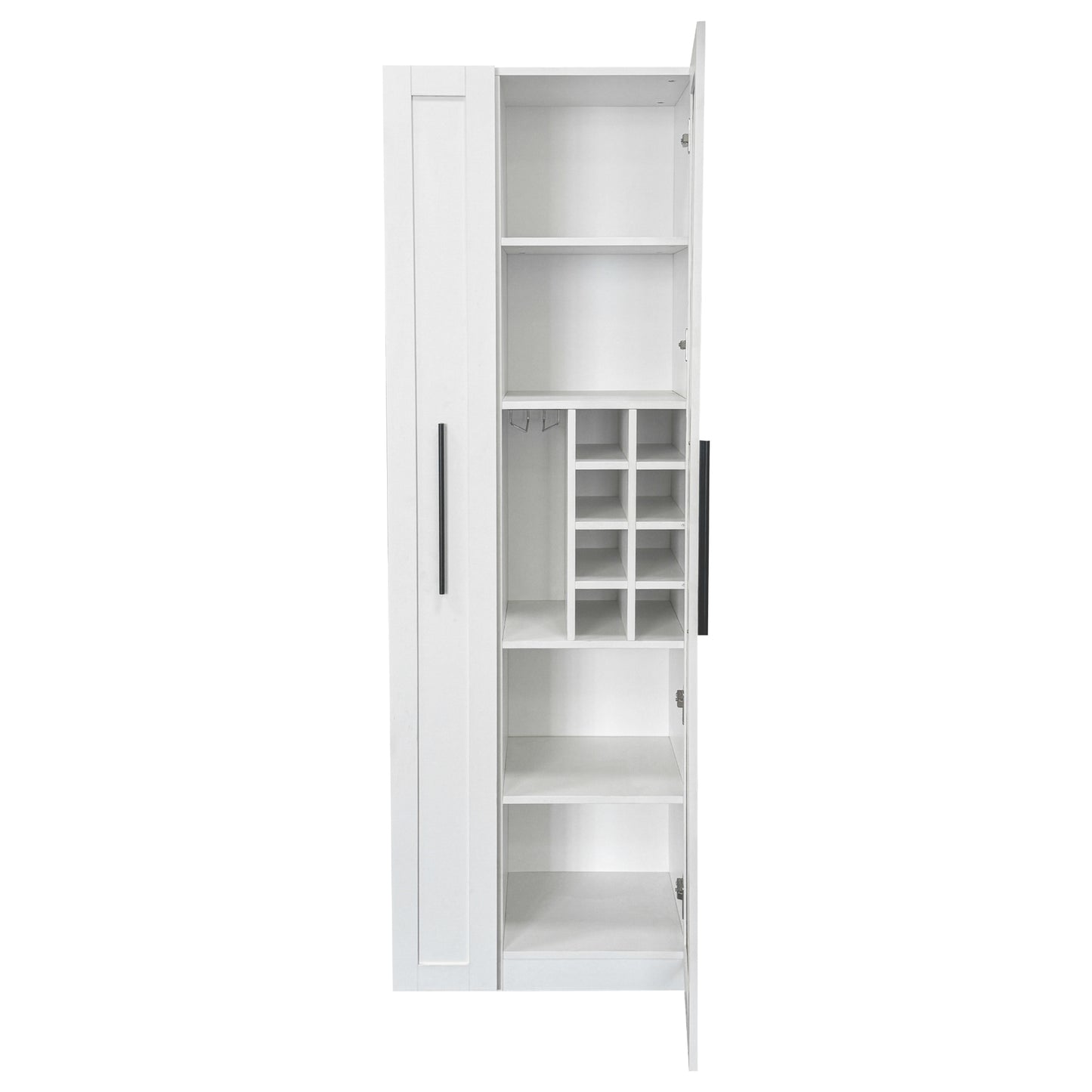 Kitchen Pantry Cabinet With Multi-functional Pull-out Multi-tier Storage Shelf,Farmhouse Storage Cabinet With Glass Doors,Pantry Organizers For Kitchen, Bar Cabinet,Dining Room