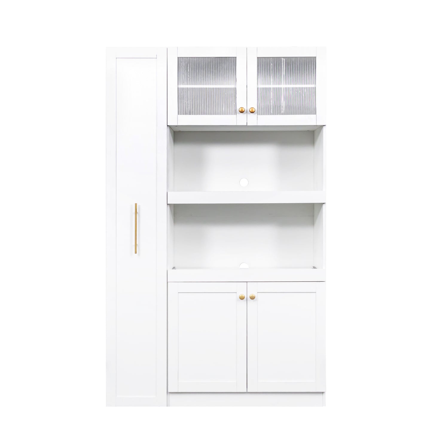 Kitchen Pantry Cabinet With Multi-functional Pull-out Multi-tier Storage Shelf,Farmhouse Storage Cabinet With 4 Doors,Pantry Organizers For Kitchen,Dining Room White