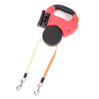 Retractable Dog Leash For Small Dogs Reflective Dual Pet Leash Lead 360 Swivel No Double Dog Walking Leash With Lights Pet Products