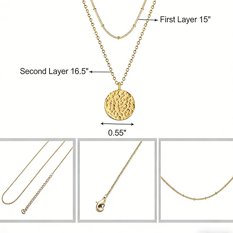 Gold Layered Choker Necklace 14K Gold Plated Bar Coin Charm Pendant Neckalce Delicate Multilayer Choker Necklaces For Women