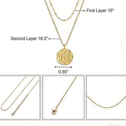 Gold Layered Choker Necklace 14K Gold Plated Bar Coin Charm Pendant Neckalce Delicate Multilayer Choker Necklaces For Women