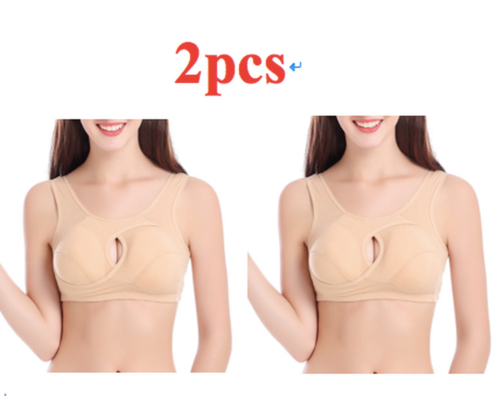 Plus Size Women Bra Ladies Cotton Quake-Proof Underwear Sleep Tops No Buckles Non Wire Lingerie With Removable Padded