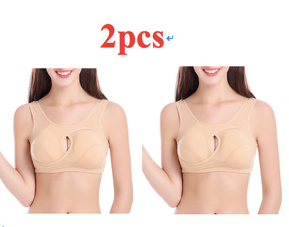 Plus Size Women Bra Ladies Cotton Quake-Proof Underwear Sleep Tops No Buckles Non Wire Lingerie With Removable Padded