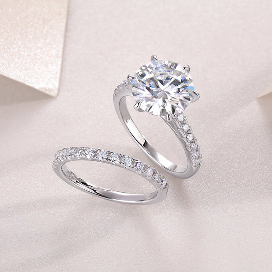 1Arrange Large Diamond Rings Luxuriously And Fashionably Set With Moissanite Silver Rings Prohibit Tk Sales