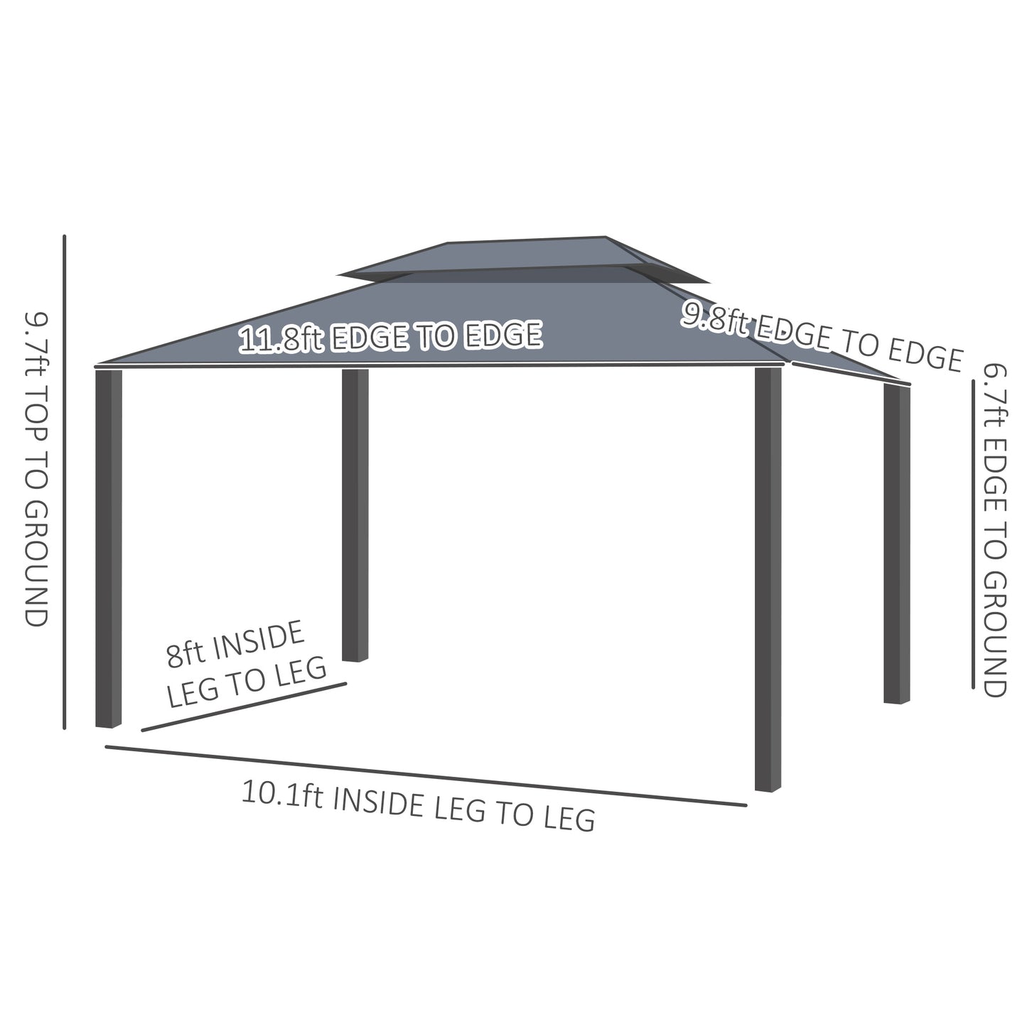 10' x 12' Hardtop Gazebo Canopy with Polycarbonate Roof, Aluminum Frame, Permanent Pavilion Outdoor Gazebo with Netting, for Patio, Garden, Backyard, Deck, Lawn, Black