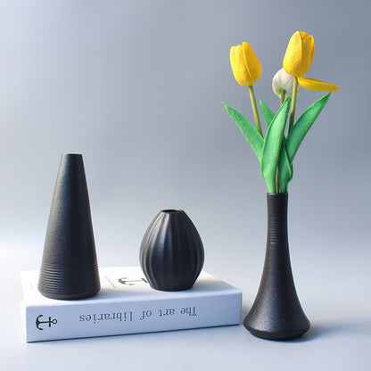 Black Ceramic Vase New Chinese-style Home Decor Piece