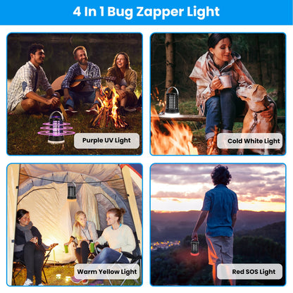 1Pc 4 In 1 Bug Zapper Light Rechargeable Mosquito Zapper For Indoor Outdoor Waterproof Mosquito Killer Lamp With 3 Lighting Modes For Patio Yard Home