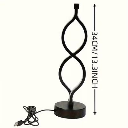 2Pcs Modern Wave-Shaped USB Desk Lamp With 3-Color Dimmable Lighting For Bedroom