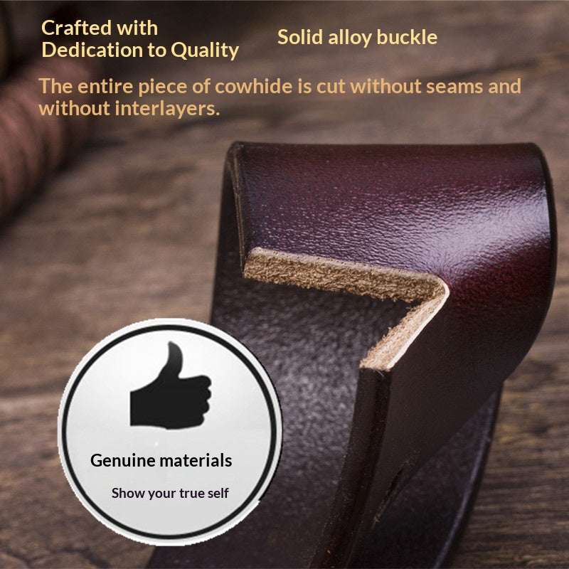 Men's Leather Belt With Pin Buckle, Genuine Leather Men's Waist Belt, Cowhide