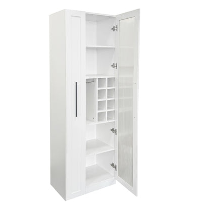 Kitchen Pantry Cabinet With Multi-functional Pull-out Multi-tier Storage Shelf,Farmhouse Storage Cabinet With Glass Doors,Pantry Organizers For Kitchen, Bar Cabinet,Dining Room