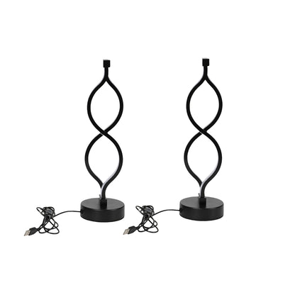 2Pcs Modern Wave-Shaped USB Desk Lamp With 3-Color Dimmable Lighting For Bedroom