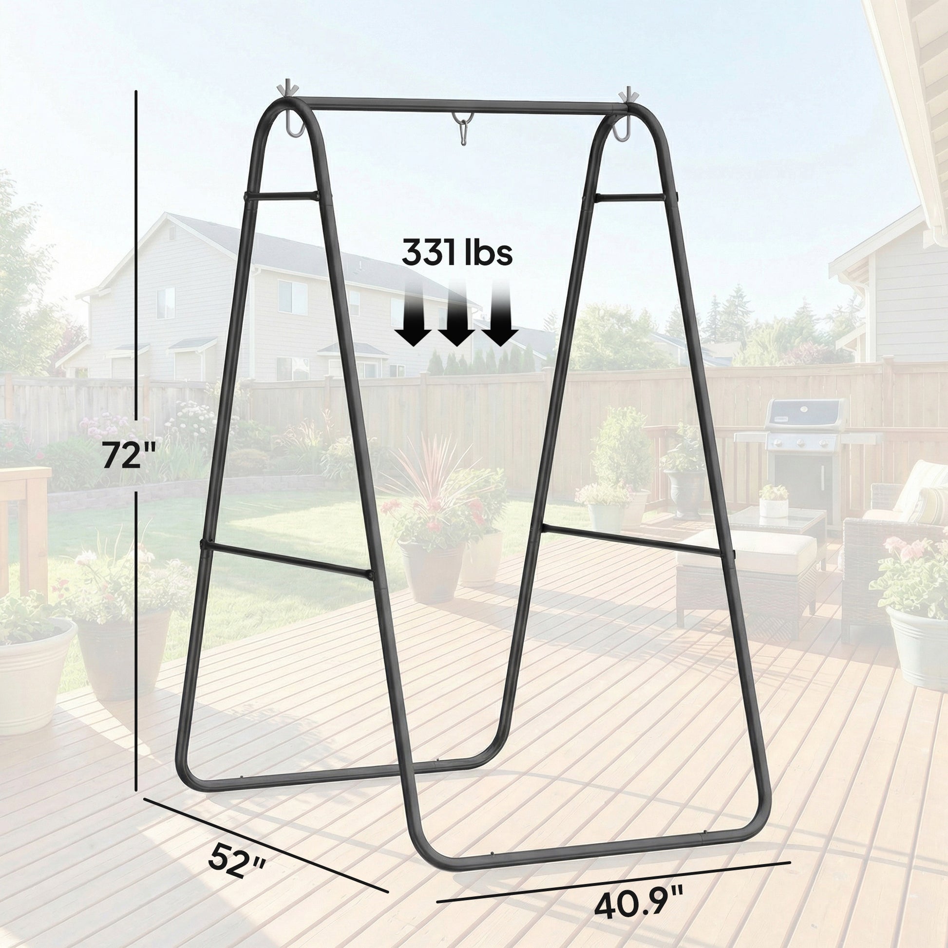 Hammock Chair Stand Only Heavy Duty Solid Steel A-Frame for Hanging Hammock, Egg Chair, Max Load 330 LBS, Black