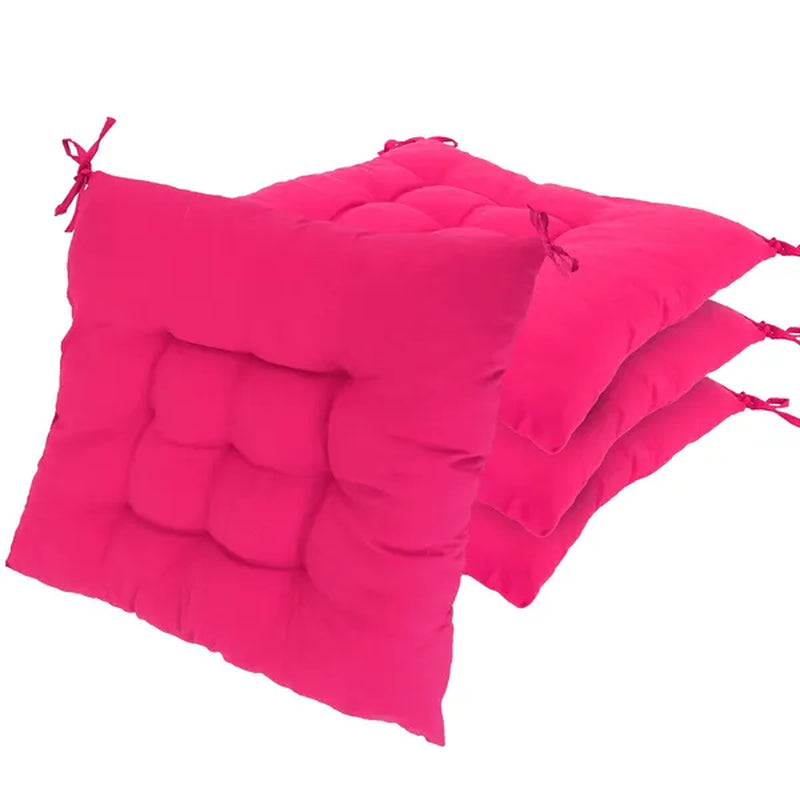 4Pcs Chair Cushion Pads Pillow 17.72x17.72x2.37in Soft Tie On Square Sitting Mats For Home Office Car Sitting Travel(Thickened)