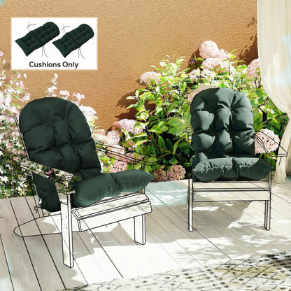 Outdoor Adirondack Chair Cushions Set of 2, Tufted High Back Patio Chair Cushions, Dark Green