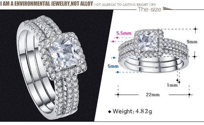 Four-prong Group Set Women's Simple Engagement Ring