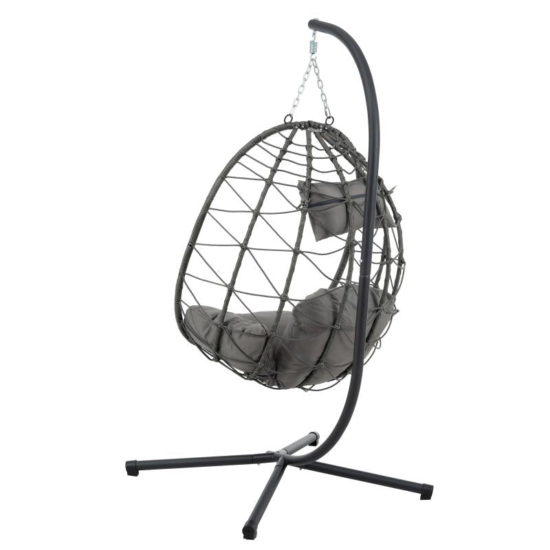Indoor And Outdoor Swing Chair With Stand, Patio Wicker Hanging Egg Chair, Hanging Basket Chair Suitable For Bedroom, Living Room And Balcony