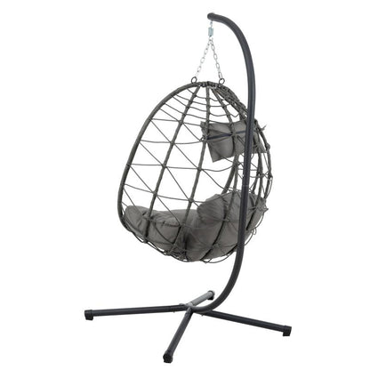 Indoor And Outdoor Swing Chair With Stand, Patio Wicker Hanging Egg Chair, Hanging Basket Chair Suitable For Bedroom, Living Room And Balcony