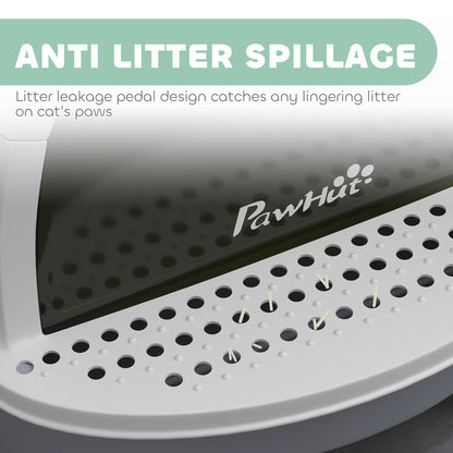 Covered Cat Litter Box with Lid, Scoop, Deodorizing Bags for Odor Control, Privacy, Easy to Clean, Gray